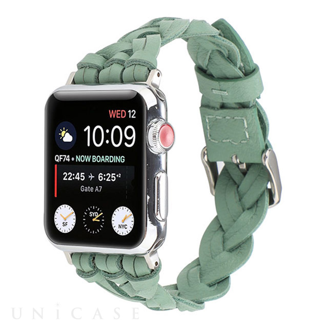 Apple Watch バンド 45/44/42mm】ラティスレザーベルト (グリーン) for Apple Watch  SE(第2/1世代)/Series8/7/6/5/4/3/2/1 iQ Labo iPhoneケースは UNiCASE