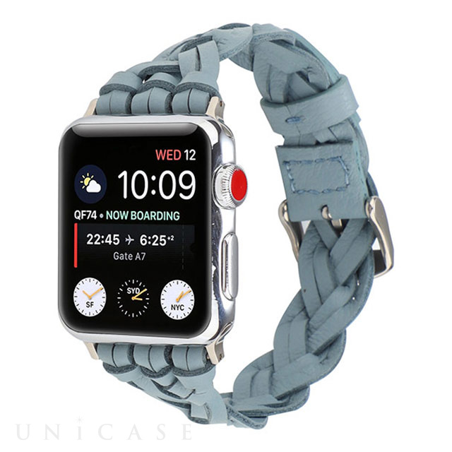 【Apple Watch バンド 45/44/42mm】ラティスレザーベルト (ブルー) for Apple Watch SE(第2/1世代)/Series8/7/6/5/4/3/2/1