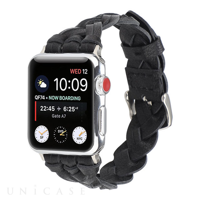 【Apple Watch バンド 41/40/38mm】ラティスレザーベルト (ブラック) for Apple Watch SE(第2/1世代)/Series9/8/7/6/5/4/3/2/1