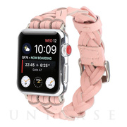 【Apple Watch SE/Series7/6/5/4/3/2/1(41/40/38mm) バンド】ラティスレザーベルト (ピンク)