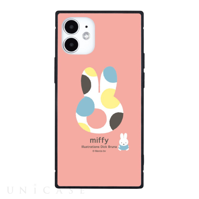 【iPhone12 mini ケース】ミッフィー オータムカラー スクエアガラスケース (ピンク)