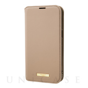 【iPhone13 Pro ケース】“Shrink” PU Leather Book Case (Greige)