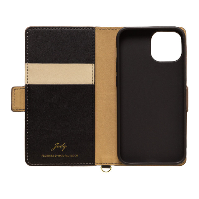 【iPhone13 mini ケース】手帳型ケース JUDY (Beige × Black)サブ画像