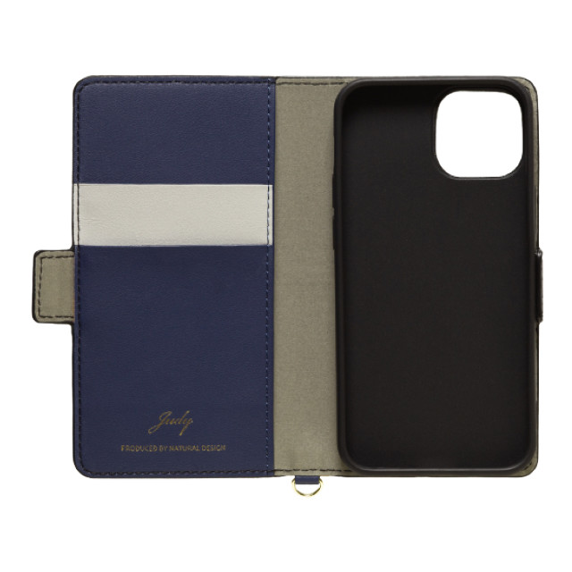 【iPhone13 mini ケース】手帳型ケース JUDY (Gray × Navy)サブ画像