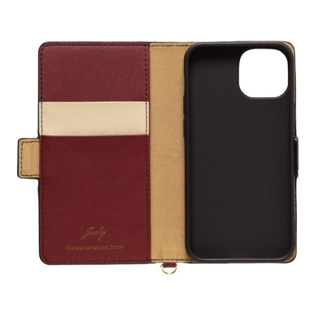 【iPhone13 mini ケース】手帳型ケース JUDY (Beige × Wine red)サブ画像