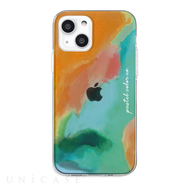 【iPhone13 mini ケース】ソフトクリアケース (Pastel color OrangeGreen)