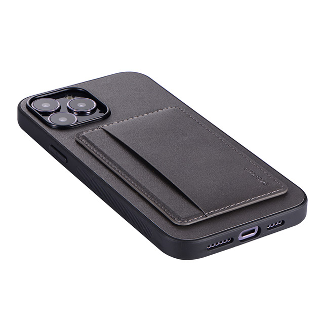 【iPhone13 Pro Max ケース】ポケット兼スタンド付PUレザーケース「SHELL CARD」 (ダークグレー)サブ画像