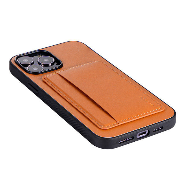 【iPhone13 Pro Max ケース】ポケット兼スタンド付PUレザーケース「SHELL CARD」 (キャメル)サブ画像