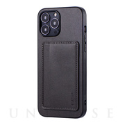 【iPhone13 Pro Max ケース】ポケット兼スタンド付PUレザーケース「SHELL CARD」 (ダークグレー)