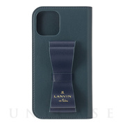【iPhone13 Pro Max ケース】Folio Case Stand ＆ Ring Ribbon 2-Tone (Navy/Vintage Blue)