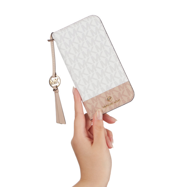 【iPhone13 Pro ケース】Folio Case 2-Tone Signature with Tassel Charm (Bright White/Ballet)サブ画像