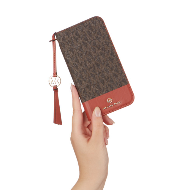 【iPhone13 ケース】Folio Case Bicolor with Tassel Charm (Brown/Red)サブ画像