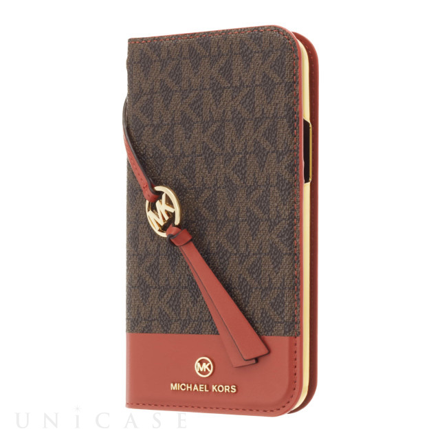 【iPhone13 Pro ケース】Folio Case Bicolor with Tassel Charm (Brown/Red)