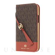 【iPhone13 Pro Max ケース】Folio Case Bicolor with Tassel Charm (Brown/Red)