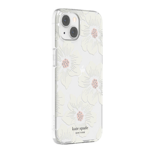 【iPhone13 ケース】Protective Hardshell Case (Hollyhock Floral Clear/Cream with Stones)