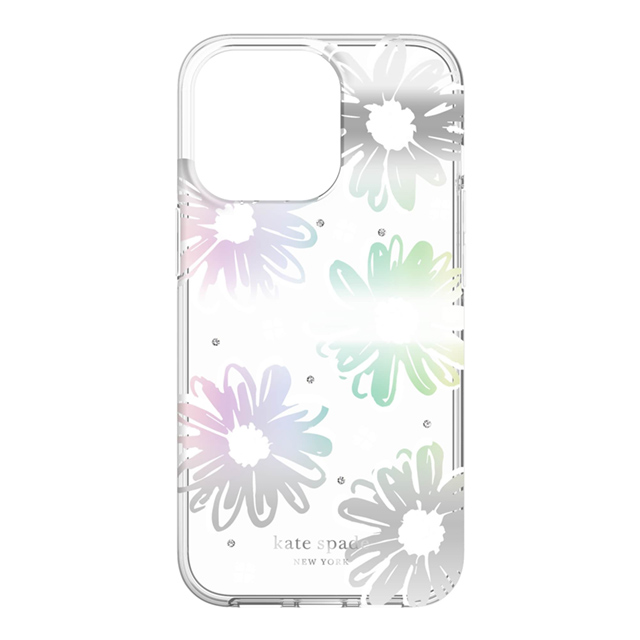 【iPhone13 Pro ケース】Protective Hardshell Case (Daisy Iridescent Foil/White/Clear/Gems)