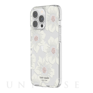 【iPhone13 Pro ケース】Protective Hardshell Case (Hollyhock Floral Clear/Cream with Stones)