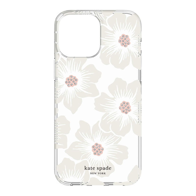 【iPhone13 Pro Max ケース】Protective Hardshell Case (Hollyhock Floral Clear/Cream with Stones)