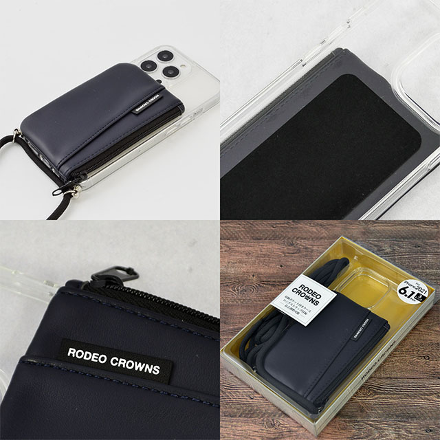 【iPhone13/13 Pro ケース】RODEO CROWNS ロングストラップ＆収納ポケット付き背面ケース/TPUクリア (ネイビーブラック)goods_nameサブ画像