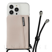 【iPhone13/13 Pro ケース】RODEO CROWNS ロングストラップ＆収納ポケット付き背面ケース/TPUクリア (グレージュ)