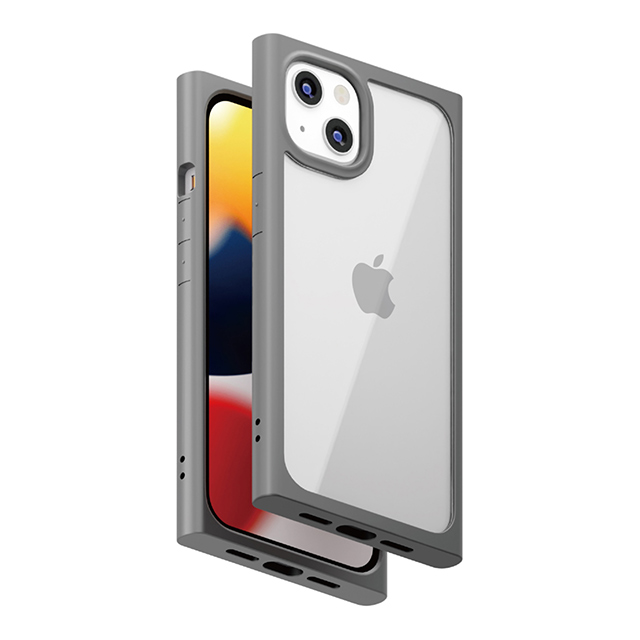 【iPhone13 ケース】ガラスタフケース スクエアタイプ (グレー)サブ画像