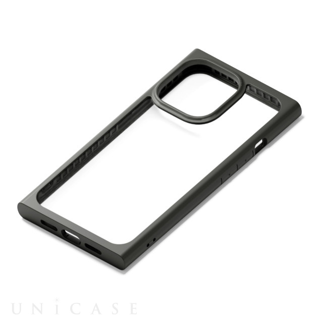 【iPhone13 Pro ケース】ガラスタフケース スクエアタイプ (ブラック)