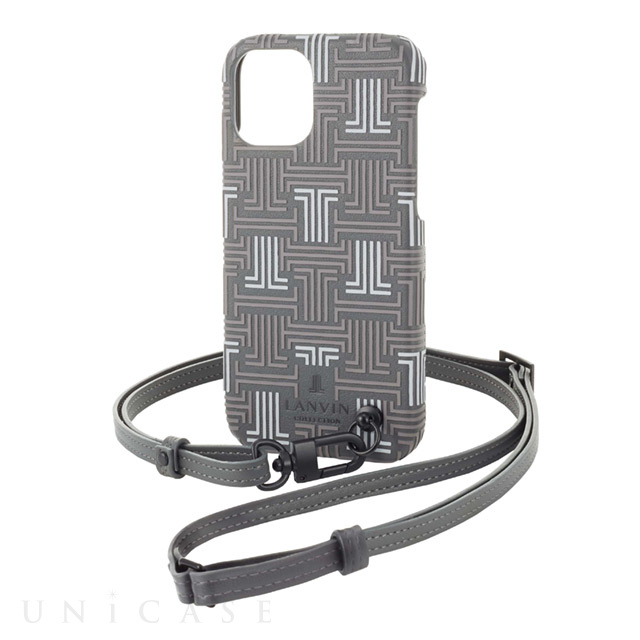 【iPhone13 Pro Max ケース】Shell Case Signature with Neck Strap (Gray)
