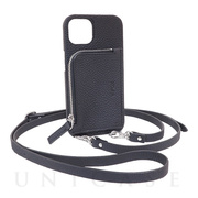 【iPhone13 ケース】Pocket Wrap Case with Neck Strap (Black)