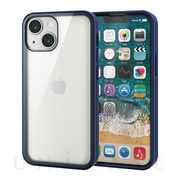 【iPhone13 mini ケース】ハードケース 360度保護 背面ガラス (ブルー)