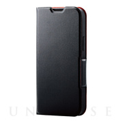 【iPhone13 mini ケース】レザーケース 手帳型 UltraSlim 薄型 磁石付き (ブラック)