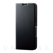 【iPhone13 ケース】レザーケース 手帳型 UltraSlim 薄型 磁石付き (ブラック)