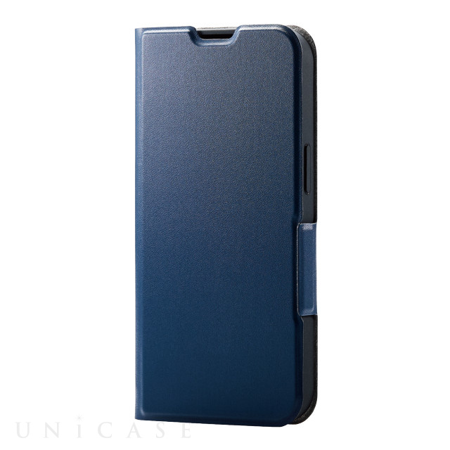【iPhone13 ケース】レザーケース 手帳型 UltraSlim 薄型 磁石付き (ネイビー)