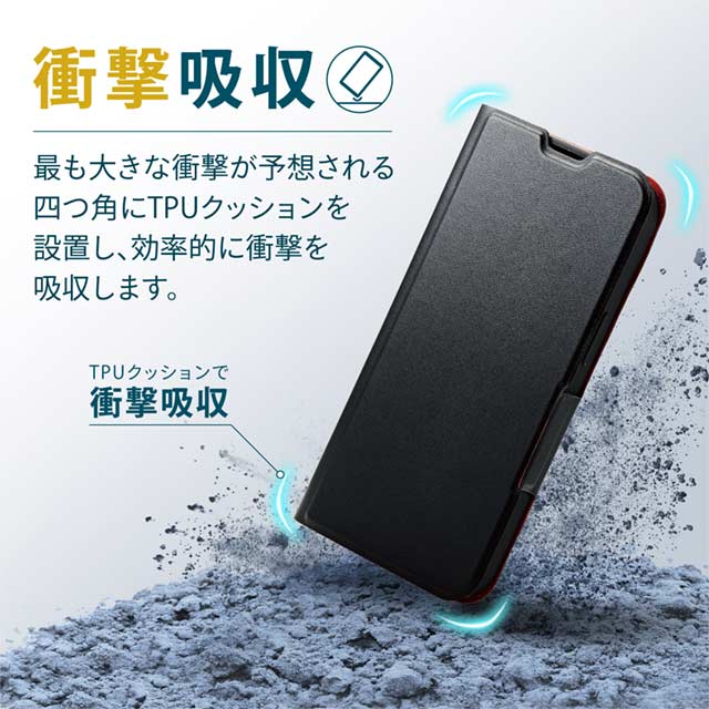 【iPhone13 Pro ケース】レザーケース 手帳型 UltraSlim 薄型 磁石付き (ブラック)goods_nameサブ画像