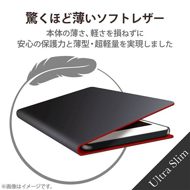 【iPhone13 Pro Max ケース】レザーケース 手帳型 UltraSlim 薄型 磁石付き (ブラック)サブ画像