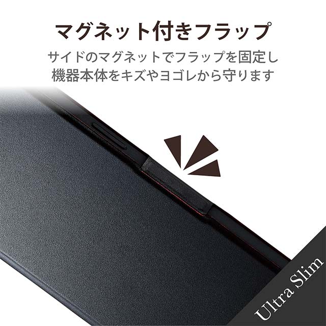 【iPhone13 Pro Max ケース】レザーケース 手帳型 UltraSlim 薄型 磁石付き (ブラック)goods_nameサブ画像