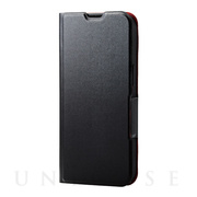 【iPhone13 Pro ケース】レザーケース 手帳型 UltraSlim 薄型 磁石付き (ブラック)