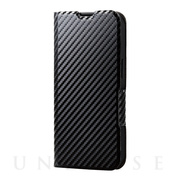 【iPhone13 Pro ケース】レザーケース 手帳型 UltraSlim 薄型 磁石付き (カーボン調(ブラック))