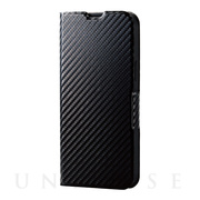 【iPhone13 Pro Max ケース】レザーケース 手帳型 UltraSlim 薄型 磁石付き (カーボン調(ブラック))