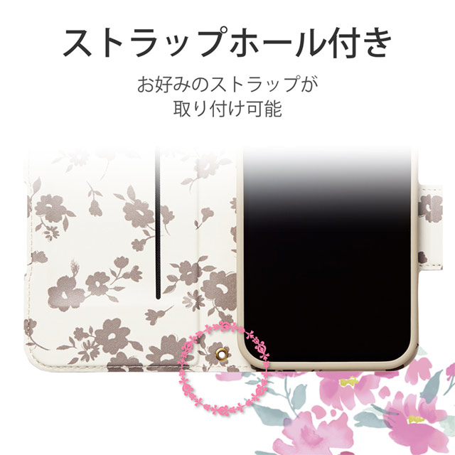 【iPhone13 Pro ケース】レザーケース 手帳型 UltraSlim Flowers 薄型 磁石付き (スモーキーピンク)goods_nameサブ画像