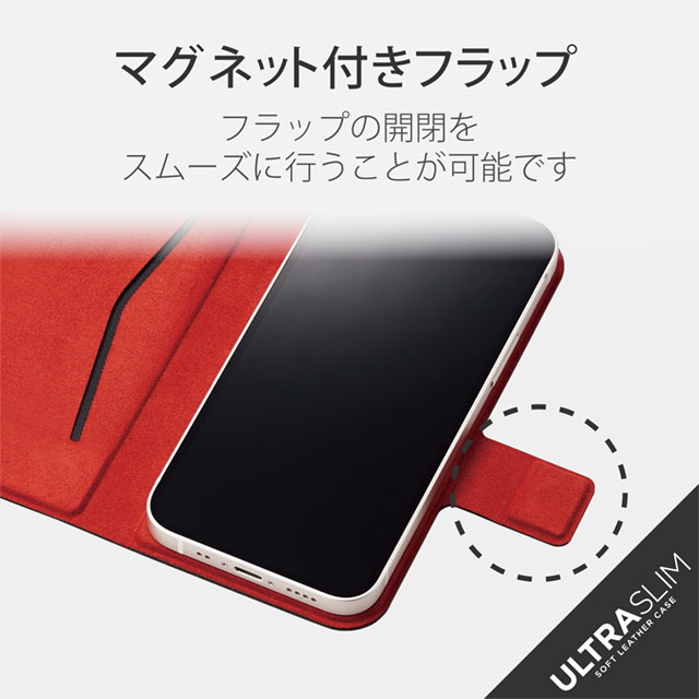 【iPhone13 mini ケース】レザーフラップ/薄型/着脱可能/MAGKEEP (ブラック)サブ画像
