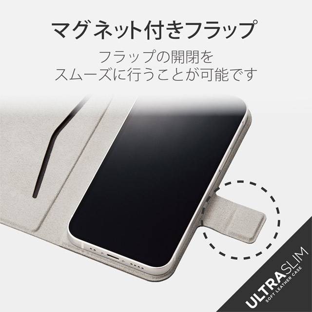 【iPhone13 mini ケース】レザーフラップ/薄型/着脱可能/MAGKEEP (ネイビー)サブ画像