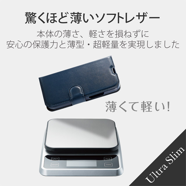 【iPhone13 mini ケース】レザーケース/手帳型/UltraSlim/薄型/磁石付き/ステッチ/抗菌 (ネイビー)サブ画像