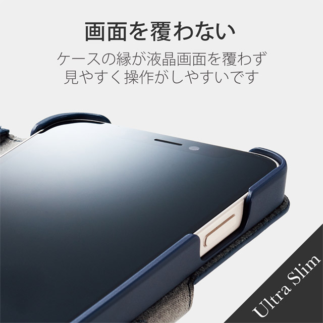 【iPhone13 mini ケース】レザーケース/手帳型/UltraSlim/薄型/磁石付き/ステッチ/抗菌 (ネイビー)サブ画像