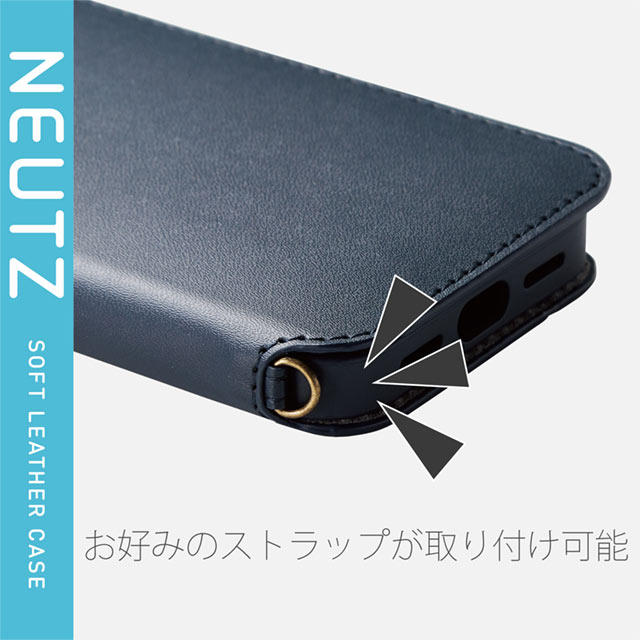 【iPhone13 mini ケース】レザーケース/手帳型/NEUTZ/磁石付き (ネイビー)サブ画像