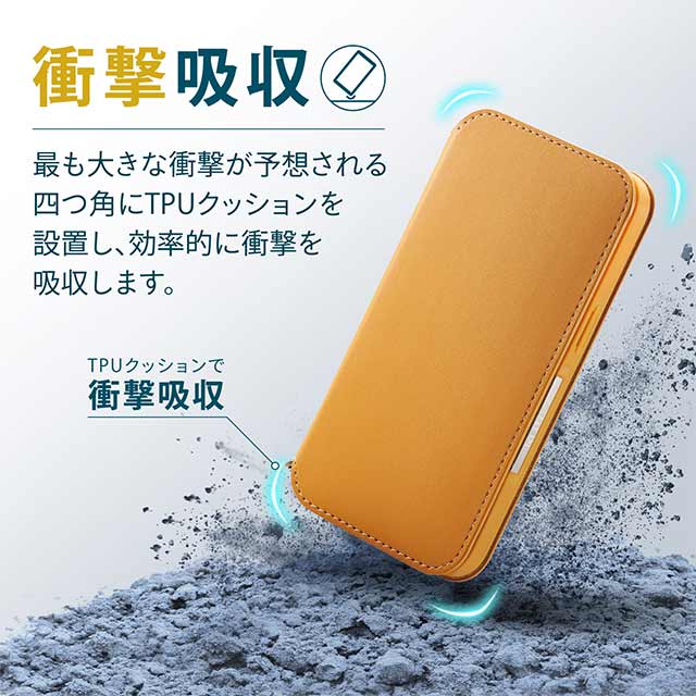 【iPhone13 ケース】レザーケース/手帳型/NEUTZ/磁石付き (キャメル)サブ画像