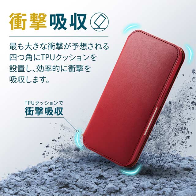 【iPhone13 Pro ケース】レザーケース/手帳型/NEUTZ/磁石付き (レッド)サブ画像