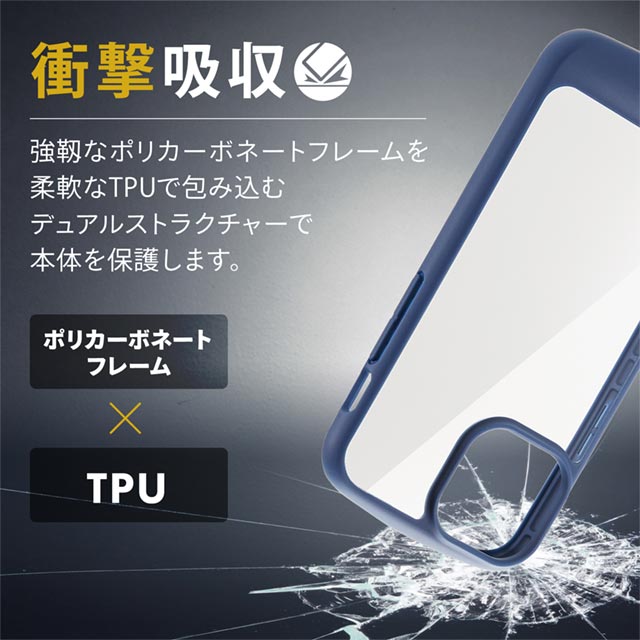 【iPhone13 mini ケース】ハイブリッドケース/TOUGH SLIM LITE/フィンガーベルト付き (ネイビー)サブ画像