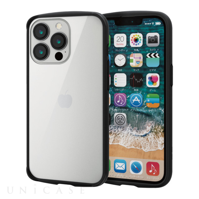 【iPhone13 Pro ケース】ハイブリッドケース/TOUGH SLIM LITE/フレームカラー/背面ガラス (ブラック)