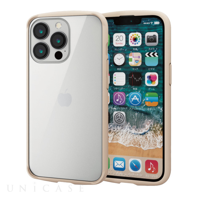 【iPhone13 Pro ケース】ハイブリッドケース/TOUGH SLIM LITE/フレームカラー/背面ガラス (アイボリー)