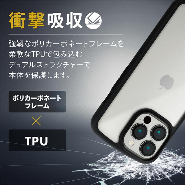 【iPhone13 Pro ケース】ハイブリッドケース/TOUGH SLIM LITE/フレームカラー/シルキークリア (ブラック)サブ画像